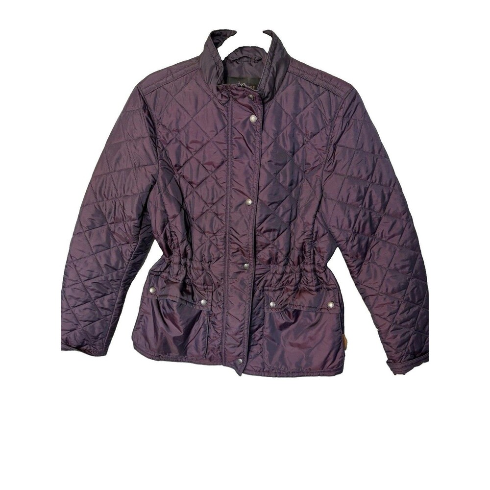 Coach Womens Jacket Medium Purple Diamond Quilted Puffer Coat Iridescent